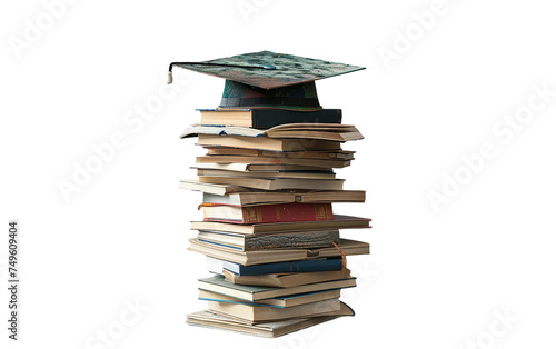Stack of Books Evoking the Spirit of Graduation Isolated on Transparent Background PNG.
