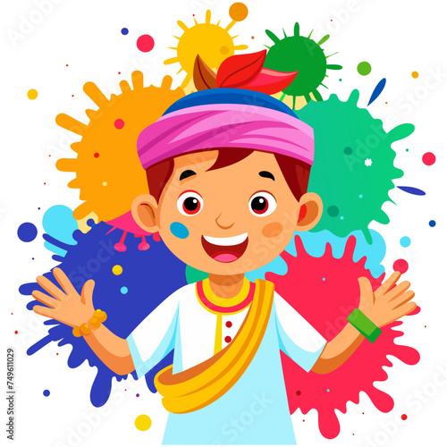 Enjoy Colorful Holi Splash Vector Festival Illustration