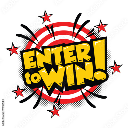 Sign Enter to win on  round target with stars. Vector on transparent background