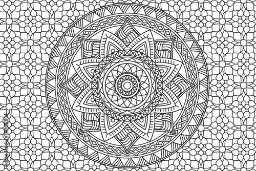Circular pattern. Mandala Coloring page for kids and adults. Decorative ornament ethnic oriental style. Isolated on white background. line art drawing coloring page relaxation and meditation. Vector