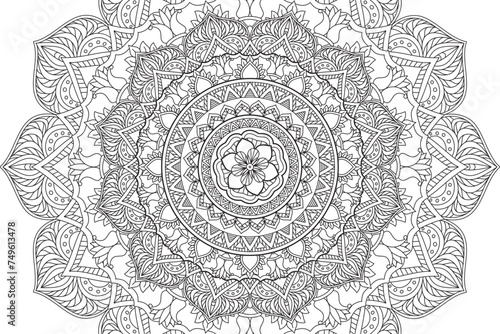 Circular pattern. Mandala Coloring page for kids and adults. Decorative ornament ethnic oriental style. Isolated on white background. line art drawing coloring page relaxation and meditation. Vector