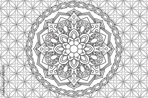 Circular pattern. Mandala Coloring page for kids and adults. Decorative ornament ethnic oriental style. Isolated on white background. line art drawing coloring page relaxation and meditation. Vector