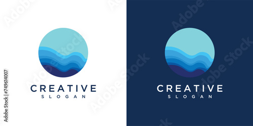water wave logo design, water flow, blue water abstract vector pattern logo