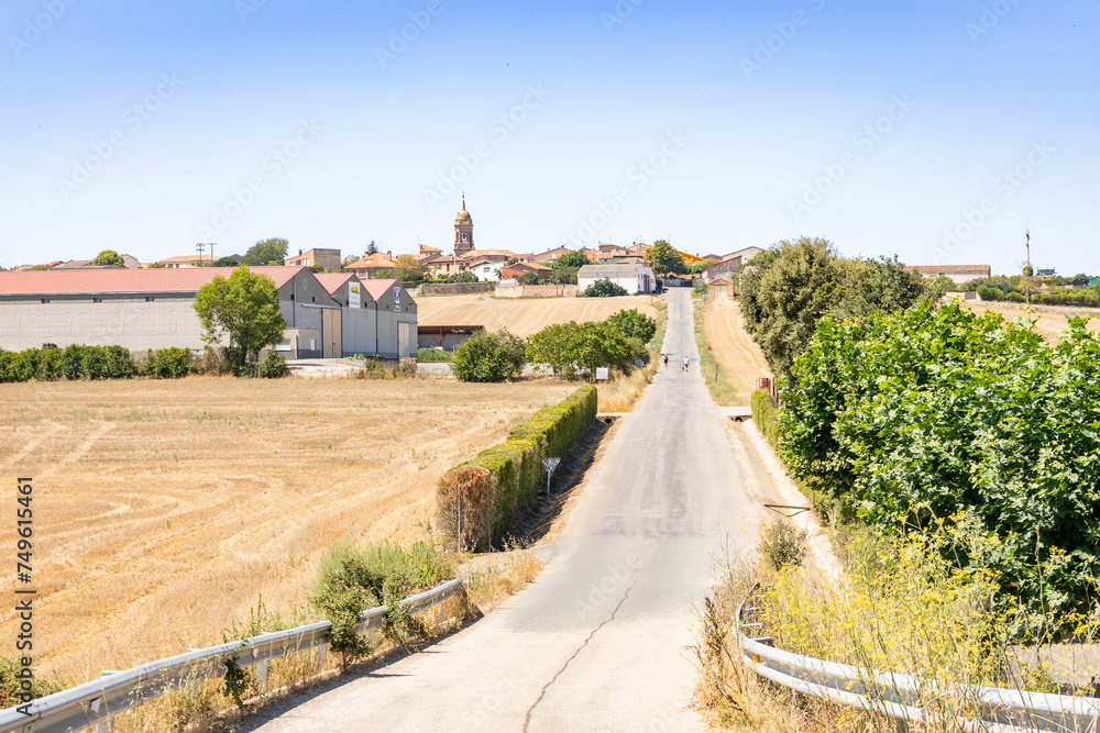 French Way of Saint James - a paved road entering Granon, comarca of Santo Domingo de la Calzada, La Rioja, Spain