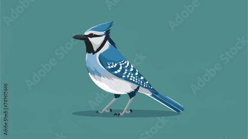 Flat Design Blue Jay Vector Illustration. Perfect for Nature-Themed Designs. 