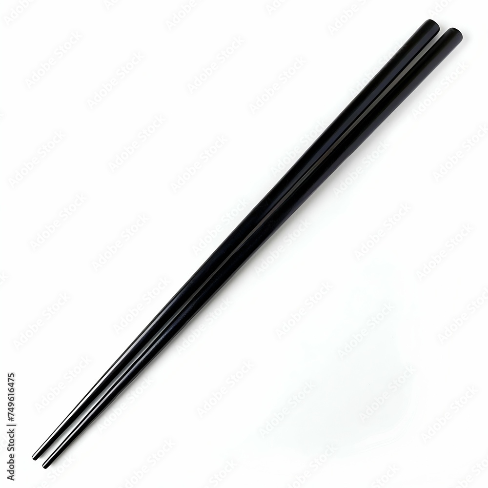 Elegant Black Chopsticks on a Clean White Surface. Generative ai