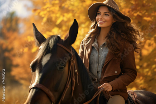 Woman enjoying a scenic horseback ride