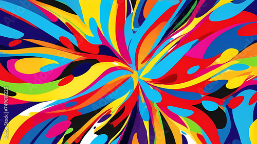  an abstract pop art color paint splash pattern background, characterized by bold and dynamic splashes of color arranged in a captivating and eye-catching pattern, generative ai