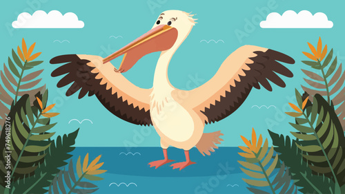 Flat Design Pelican Vector Illustration. Perfect for Coastal-Themed Designs.  © Hogr
