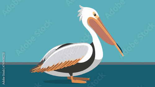 Flat Design Pelican Vector Illustration. Perfect for Coastal-Themed Designs. 
