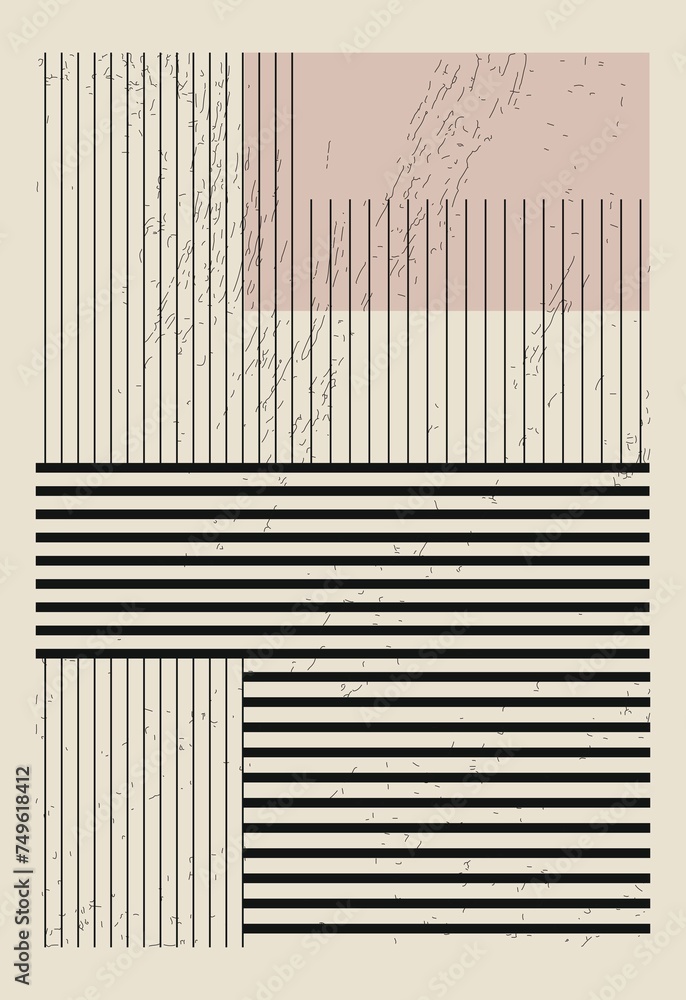Fototapeta premium Flat illustration. Geometric poster concept. The picture shows a geometric figure with lines. Minimalist poster. Perfect as a home decor, screensaver, cover and background for anything..