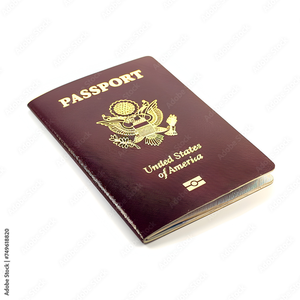 A Brown US passport on a white background A Brown US passport on a white background