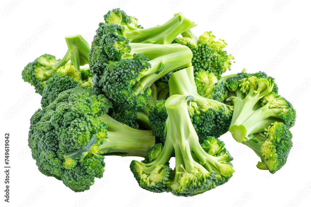 Freshly cut broccoli florets, cut out - stock png. Freshly cut broccoli florets, cut out - stock png.