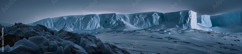 Antarctica glacier landscape at night