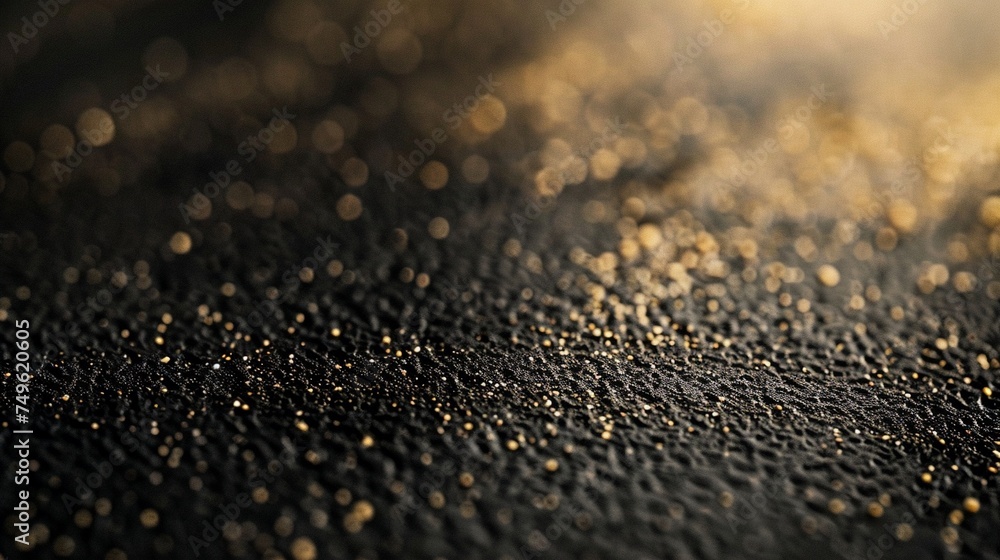 detailed surface of black sandpaper with gold glitter, abstract texture background. detailed surface of black sandpaper with gold glitter, abstract texture background.