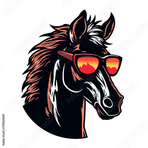 Wallpaper Mural Horse head with sunglasses. Vector illustration for t-shirt and other uses. Torontodigital.ca