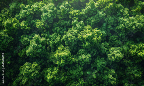 lush green treetops from aerial view in dense forest for environmental   earth day concept wallpaper