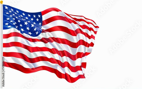 Patriotic Symbolism Waving Flag Background Isolated on White Background.