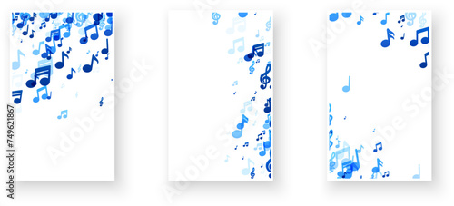 Blue Music Notes Panel Trio