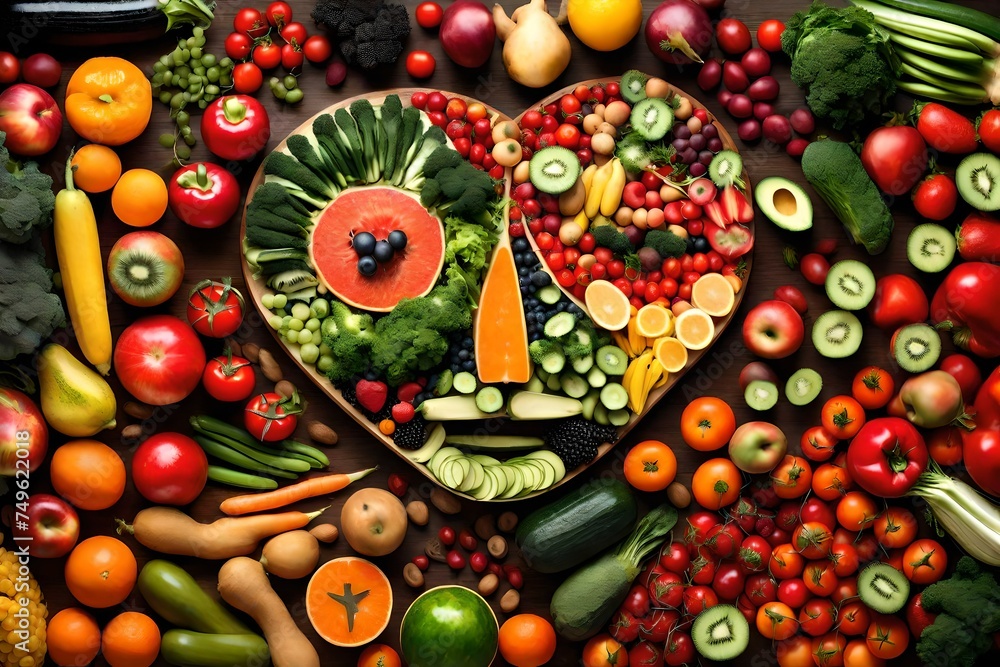 Human made up of fruits and vegetables. Healthy, organic, vegetarian food, with nutrients and vitamins necessary for health and well-being. Healthy food and healthy mind .