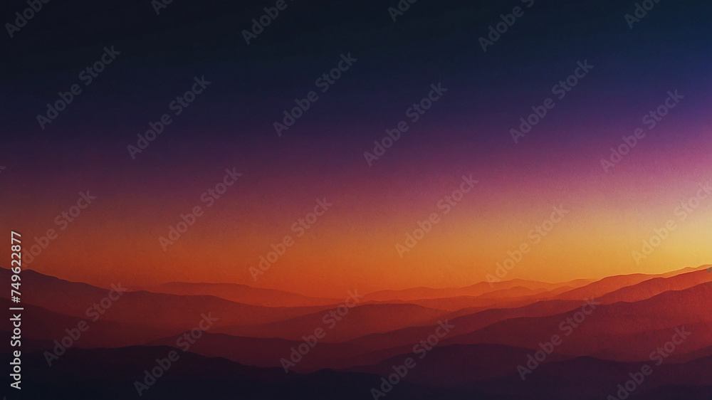 sunset over mountains with beautiful colors of sky