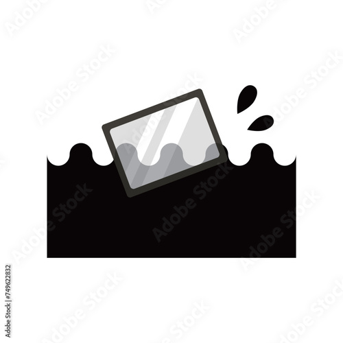 タブレット端末　故障　水濡れ　イメージイラスト素材