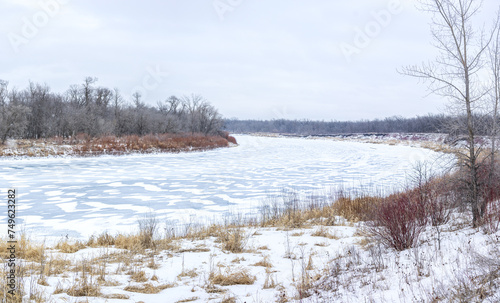 The Assiniboine River in the winter in Beaurdy Provincial Park in Manitoba 