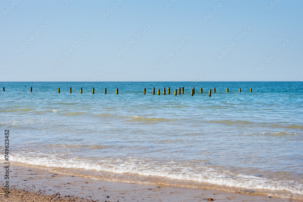 Happisburgh sandy beach on a sunny spring day, Norfolk, England