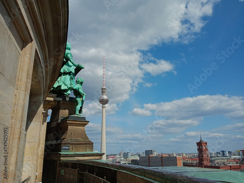 The view from the Berlin Dom observation deck. Aerial view of Berlin, Germany, view of the TV tower.