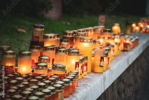 Candles prepared for worship and prayer in church