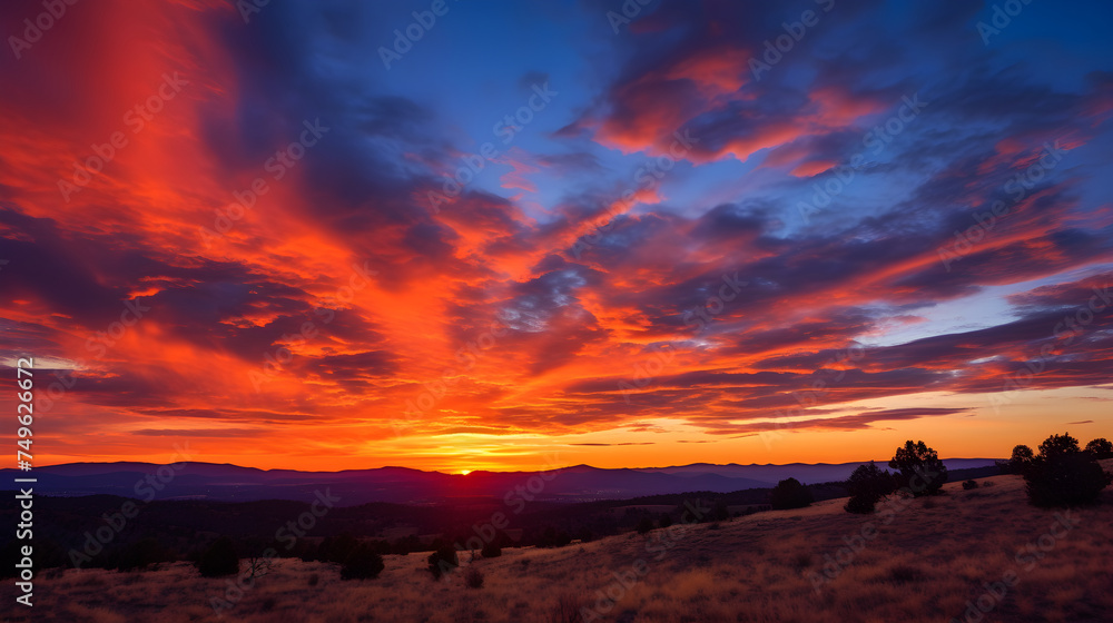 An Illuminating Sunrise Over a Peaceful Landscape: A Spectral Dance of Morning Colors