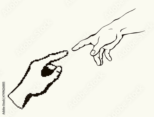 Hands of the creation of Adam. Vector drawing