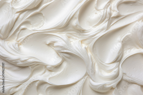 Detailed view of thick, white cream texture