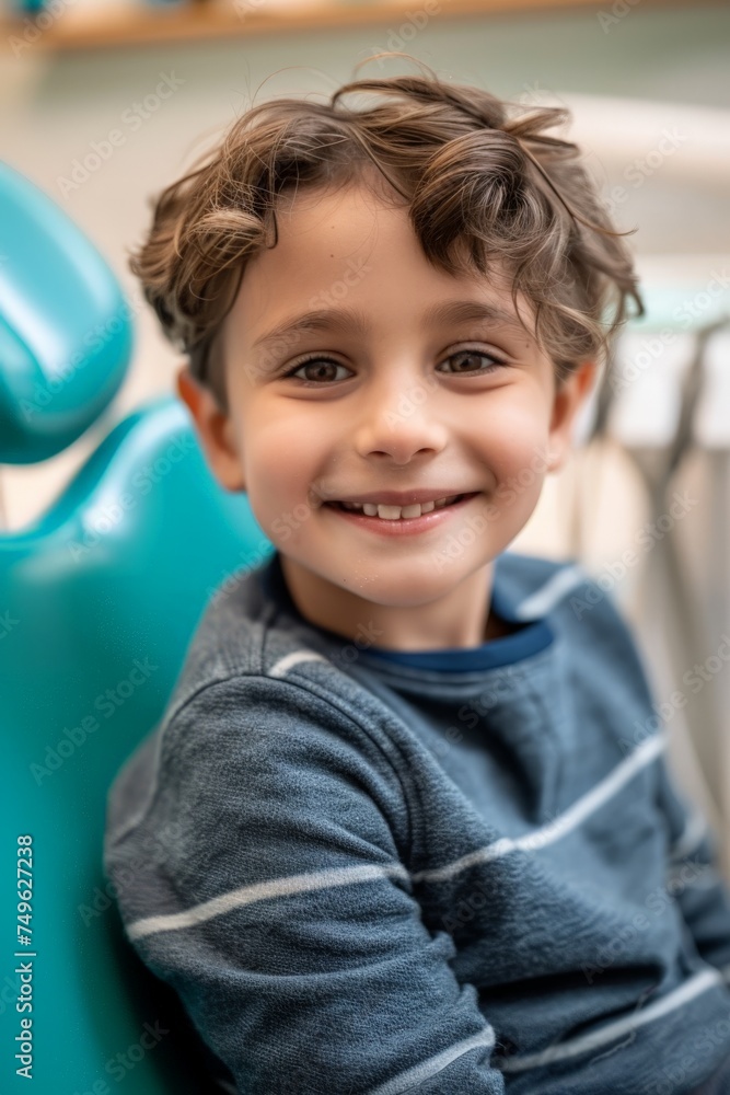 Young Boy Smiling in Dentist Chair Young Boy Smiling in Dentist Chair