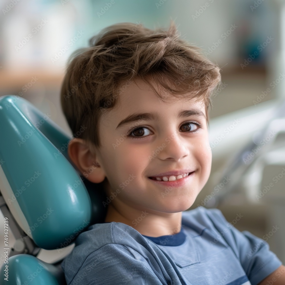 Young Boy Sitting in Dental Chair Young Boy Sitting in Dental Chair
