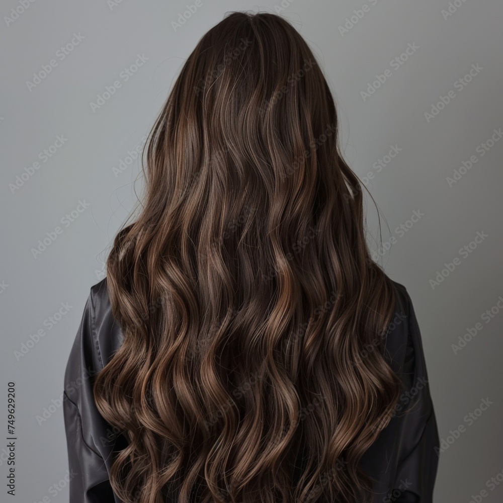Long Wavy Hair on Womans Head Long Wavy Hair on Womans Head