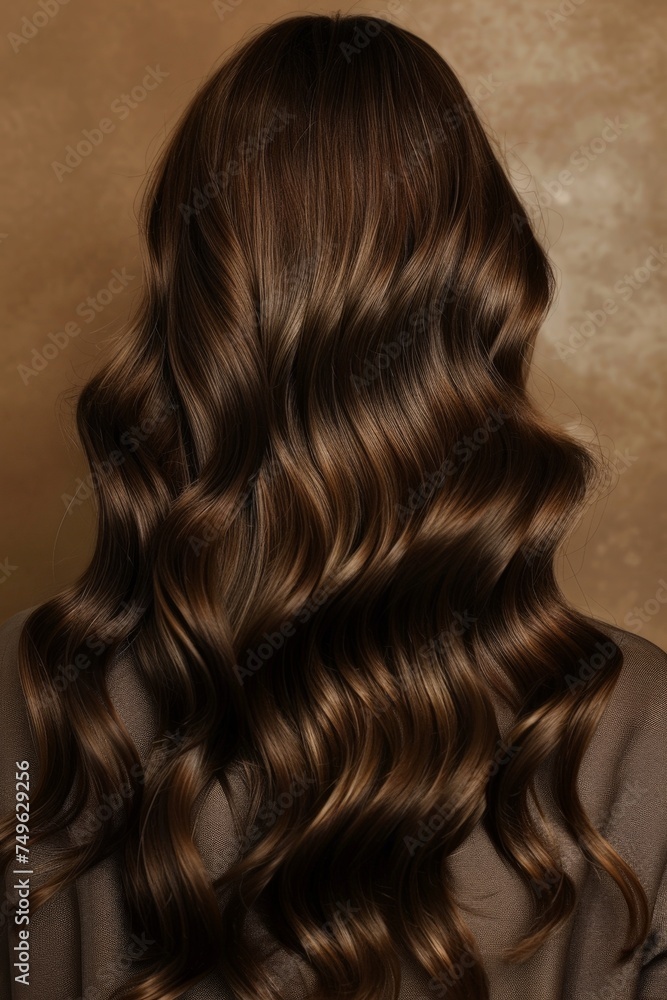 Fototapeta premium Long Brown-Haired Woman Seen From Behind