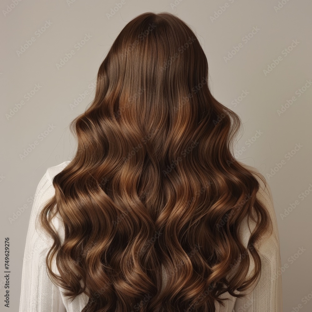 Fototapeta premium Long Brown Haired Woman Seen From Behind