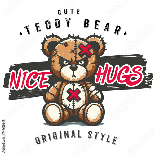 collection teddy bear grumpy cartoon , art illustration cartoon fun