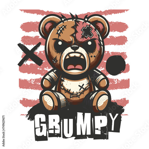 collection teddy bear grumpy cartoon , art illustration cartoon fun