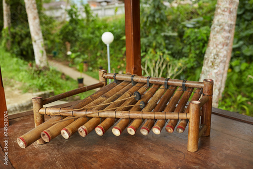 The traditional musical instrument gamelan is made of bamboo on the popular tourist island of Bali. photo
