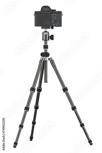 Tripod with digital camera. 3D rendering isolated on transparent background