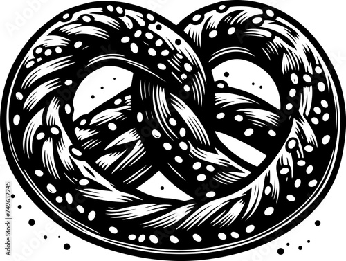 Pretzel black outline vector illustration.