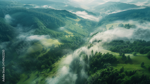 landscape with clouds. The sky is cloudy and the grass is green   aerial landscapes