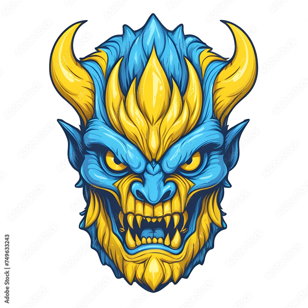 devil demon beast head design. for sticker, mask, etc. colorful concept devil demon beast head design. for sticker, mask, etc. colorful concept