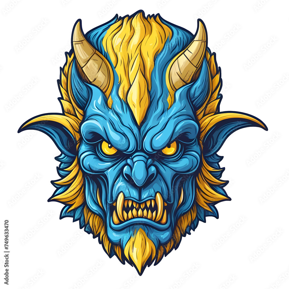 devil demon beast head design. for sticker, mask, etc. colorful concept devil demon beast head design. for sticker, mask, etc. colorful concept