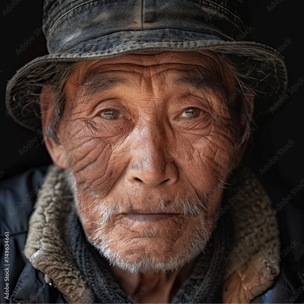 portrait of old person, korean man portrait of old person, korean man