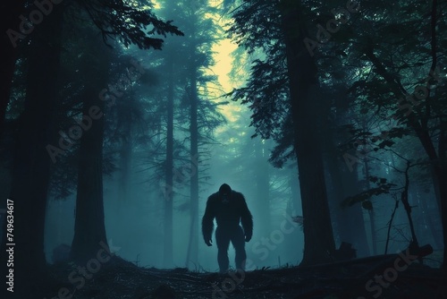 A rare shot of the bigfoot in a forest. © Michael