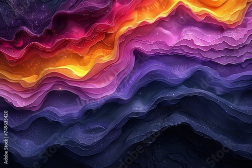 colorful glowy texture 3d art, in the style of art nouveau organic flowing lines, iridescent, flowing fabrics, dark, foreboding colors, abstraction. Generative AI photo