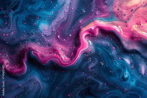 colorful swirling background, in the style of shaped canvas, liquid emulsion printing, dark pink and sky-blue. Generative AI photo